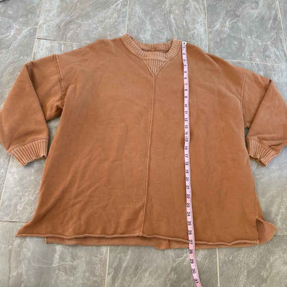 Aerie Raw Hem Pullover Sweatshirt Burt Orange Brown Cotton Blend Oversized Sz S - Picture 7 of 10